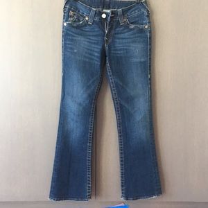 True Religion bootleg distressed denim jeans
